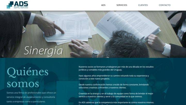 Captura del sitio web de ADS Asesores Consultores con la sección «Quiénes somos»