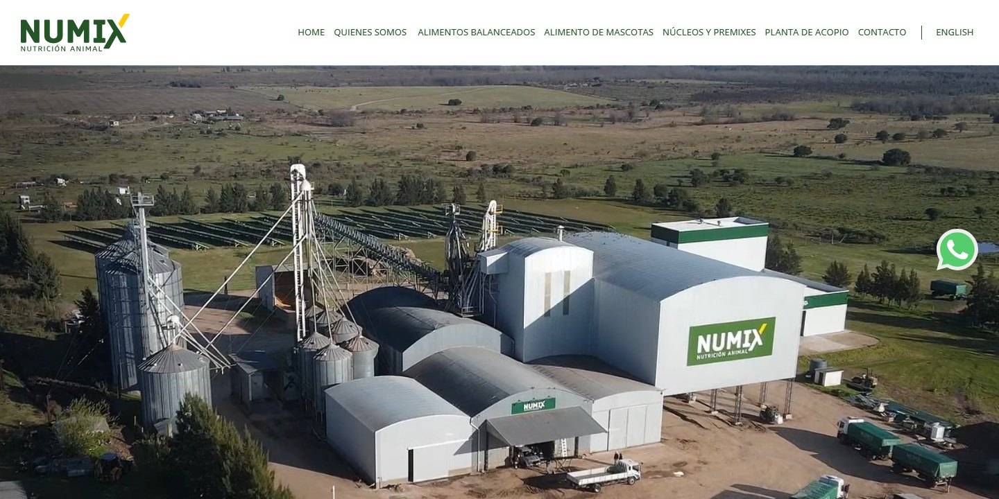 Captura del sitio web de Numix, nutrición animal