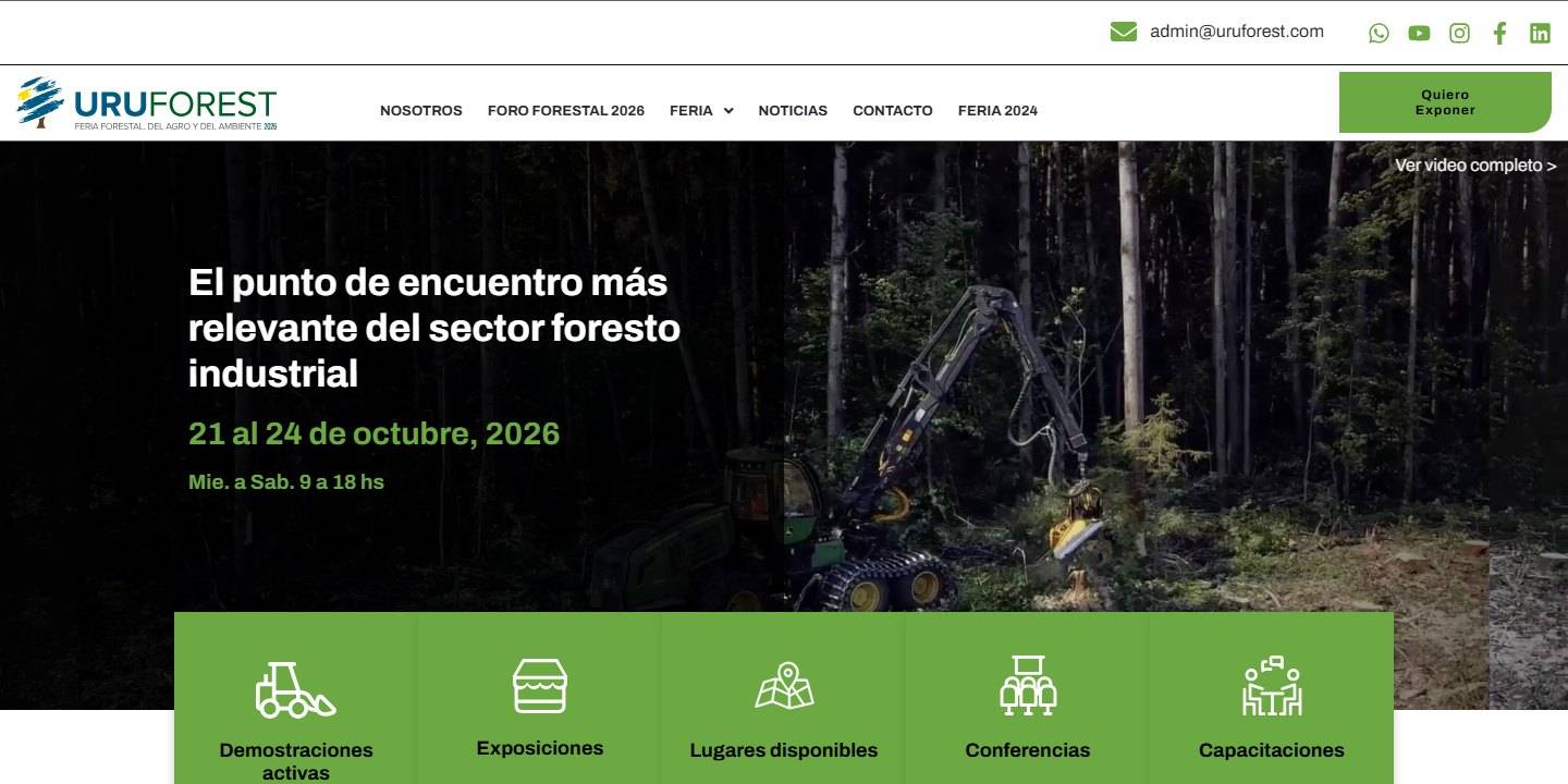 Captura del sitio web de Uruforest, la feria forestal del agro y el ambiente